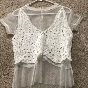VICI dolls sheer tee with overlay.